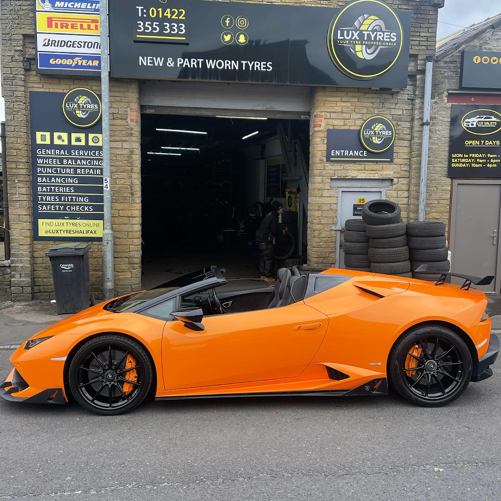 Orange Lamborghini Huracán Performante at Lux Tyres