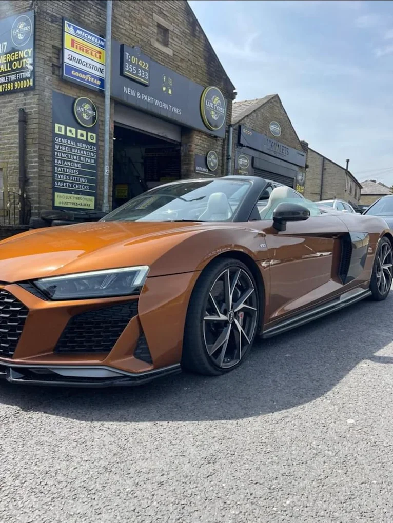 Orange Audi R8 at Lux Tyres Halifax